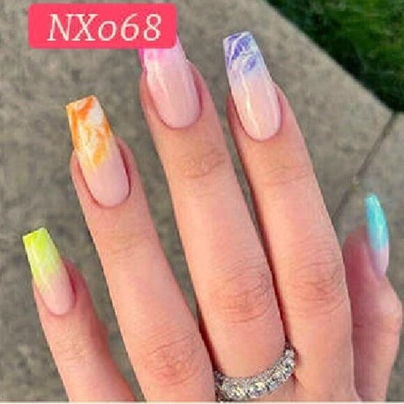 Rainbow Swirl Press On Nail Set - Picture 1 of 2